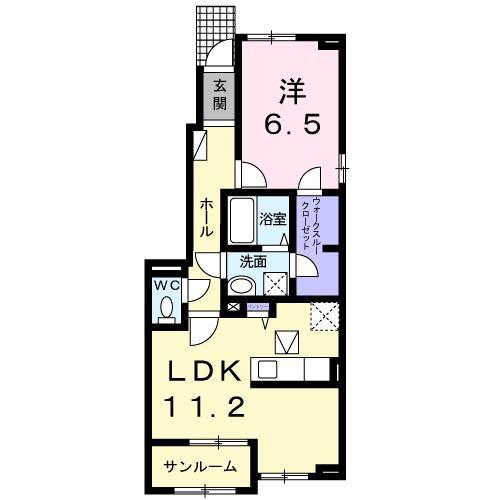 レジデンス ゆうII(1LDK/1階)の間取り写真
