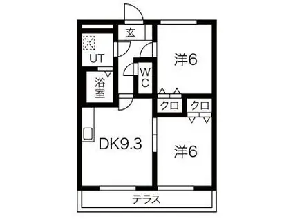 アンプルールブワ I(2DK/1階)の間取り写真