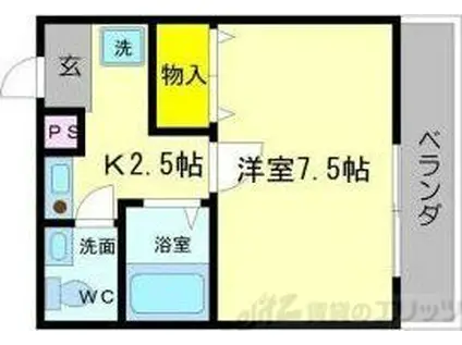 パイン箕面(1K/2階)の間取り写真