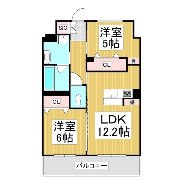 コンフォーティア広丘吉田III A棟(2LDK/7階)の間取り写真