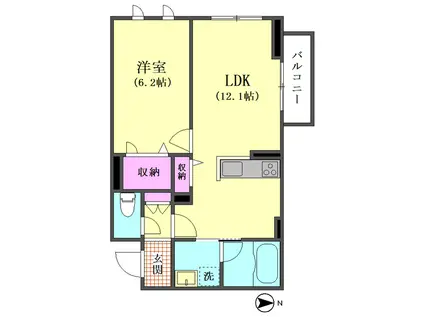 INNER THOUGHTS(1LDK/2階)の間取り写真