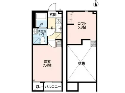 リアーレ太子堂(1K/2階)の間取り写真