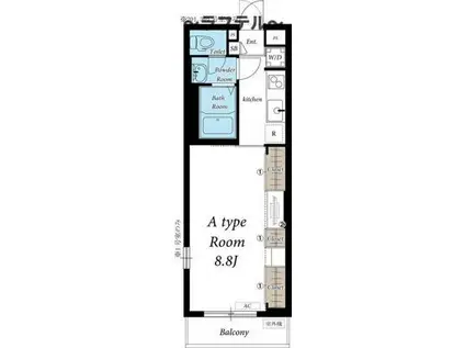 リブリ・CALME‐UN(1K/1階)の間取り写真