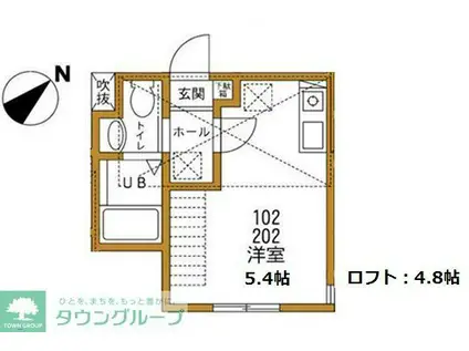 ハーミットクラブハウス横浜霞ヶ丘(ワンルーム/1階)の間取り写真