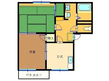 AURAS COURT(2DK/2階)の間取り写真