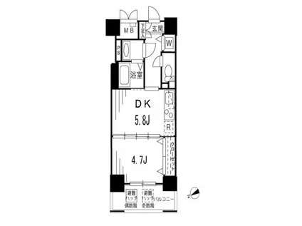 メインステージ浅草(1DK/5階)の間取り写真