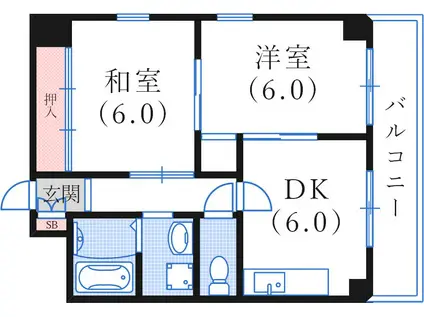 シャトーソフィア(2DK/2階)の間取り写真