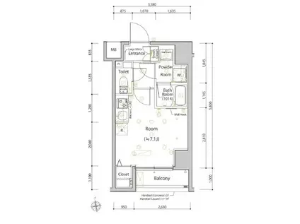 スカイコートプライム大井町(ワンルーム/2階)の間取り写真