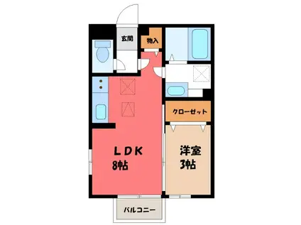 ヴィラ・キャロット III(1LDK/1階)の間取り写真