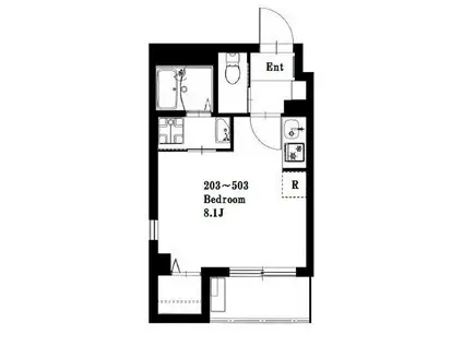 B CASA YOKOHAMA(ワンルーム/5階)の間取り写真