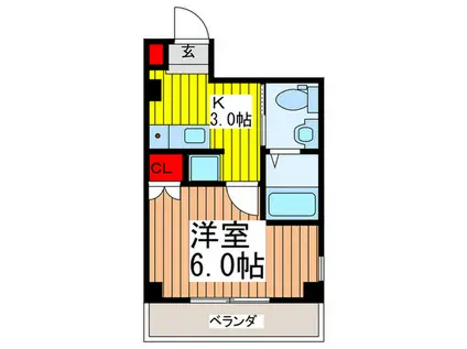 ツインクレスト童夢I(1K/3階)の間取り写真