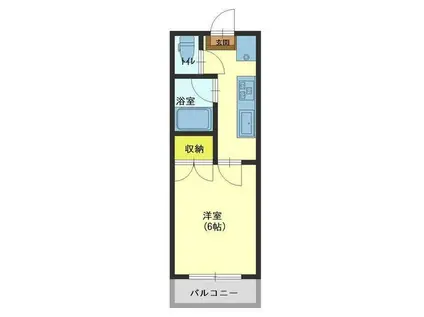 コーポ分田(1K/3階)の間取り写真