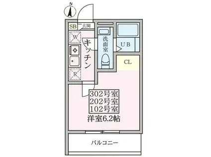 バーンフリート横浜七番館(1K/2階)の間取り写真