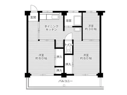 ビレッジハウス大村4号棟(3DK/1階)の間取り写真