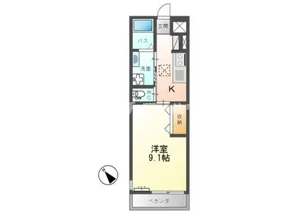 グランディオーソ(1K/1階)の間取り写真