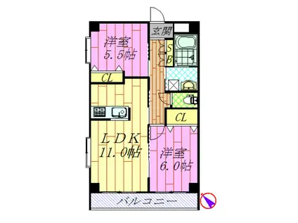 パラッツォ(2LDK/4階)の間取り写真
