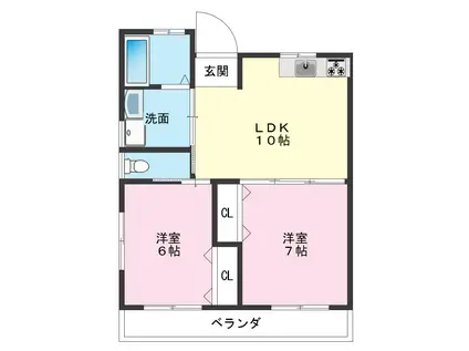 れもんハイツ(2LDK/2階)の間取り写真