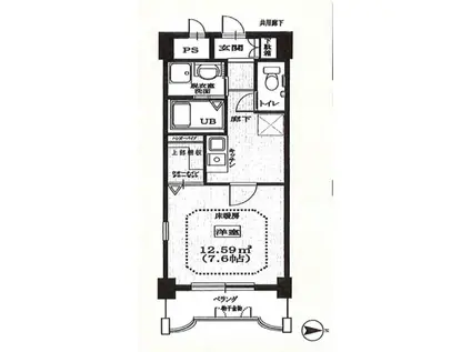 サウザンドリバー(1K/2階)の間取り写真