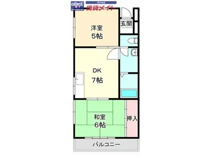 メゾン青葉(2DK/2階)の間取り写真