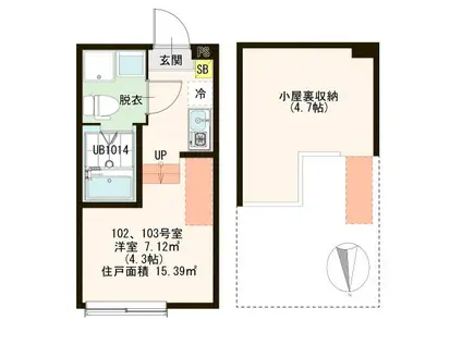東武伊勢崎線 西新井駅 徒歩6分 2階建 築5年(ワンルーム/1階)の間取り写真