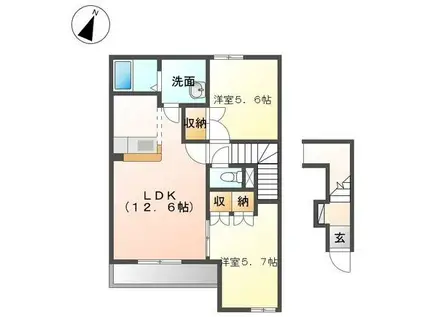 ロココ ヴェルジュ(2LDK/2階)の間取り写真