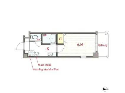 ルミエール南堀江(1K/4階)の間取り写真