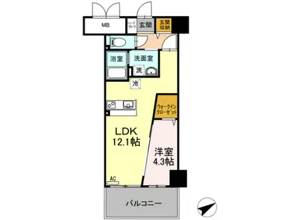 RYUO HILLS(1LDK/4階)の間取り写真