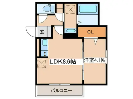 ラ・パーチェ(1LDK/3階)の間取り写真