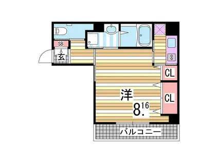 メゾンドゥエトワール(1K/4階)の間取り写真