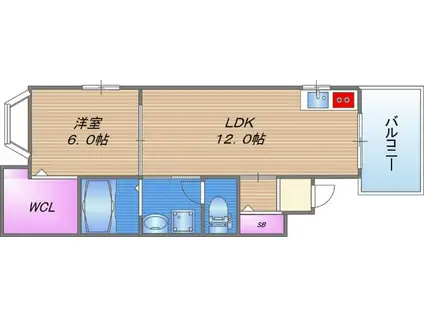 ユーズハウス中本(1LDK/2階)の間取り写真
