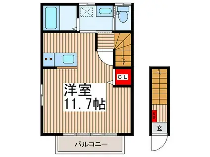 MAISON DE MANI(ワンルーム/2階)の間取り写真