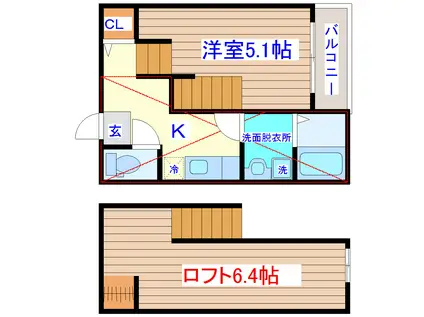 FINE COURT仙台卸町(1K/1階)の間取り写真
