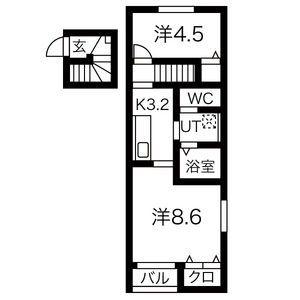 ぺシュール(1LDK/2階)の間取り写真
