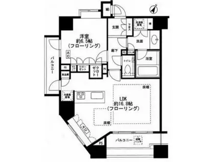 GLARSA白金高輪(1LDK/11階)の間取り写真