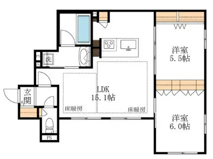 PREMIUM MAISON光(2LDK/1階)の間取り写真