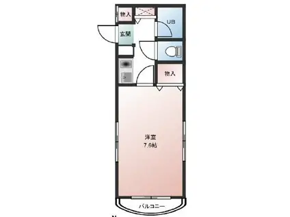 シャトラン弓木弐番館(1K/2階)の間取り写真