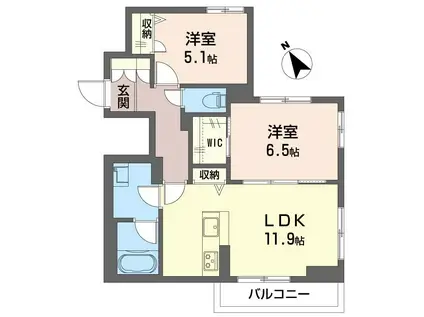 デューウッド C(2LDK/2階)の間取り写真