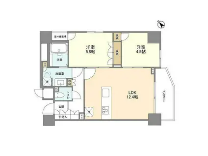 ラサンテ五反田(2LDK/14階)の間取り写真