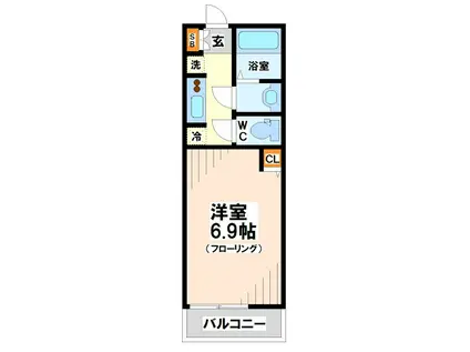 フェリチータ紅葉丘(1K/2階)の間取り写真