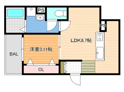 エフスタイル藤井寺道明寺2号館(1LDK/2階)の間取り写真