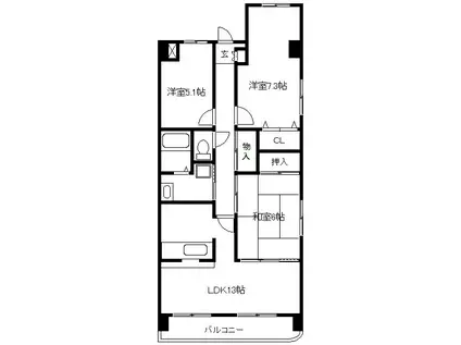 メルベーユ(3LDK/5階)の間取り写真