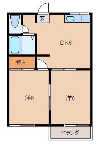 明和ハイツ(2DK/2階)の間取り写真