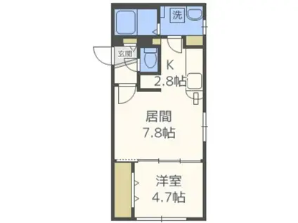 ASSET II(1LDK/2階)の間取り写真