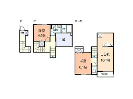 カクト・ユウB(2LDK/2階)の間取り写真