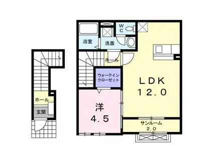 コーポサンパ-ル(1LDK/2階)の間取り写真