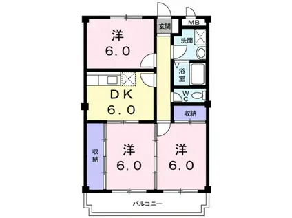 ラコニアGK(3DK/2階)の間取り写真