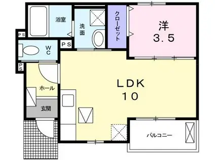 ココアガーデンII(1LDK/1階)の間取り写真