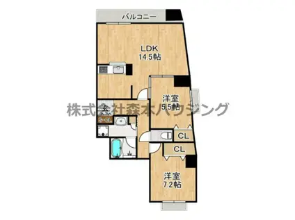 RIMONE古川橋(2LDK/6階)の間取り写真