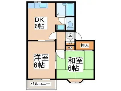 ローレルコートII(2DK/1階)の間取り写真