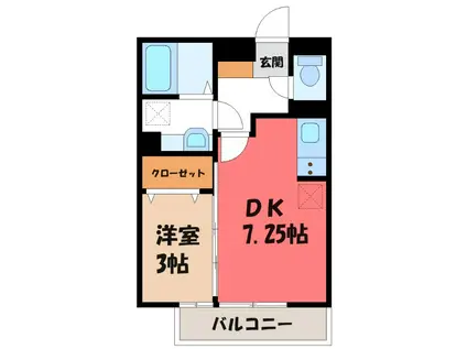 エピナール E(1DK/2階)の間取り写真